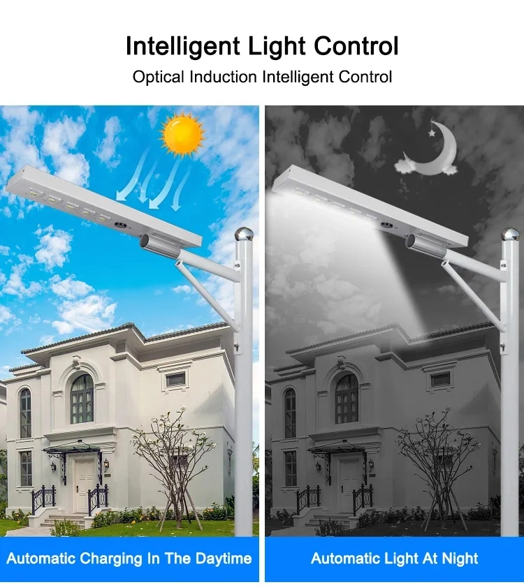 High Power Outdoor Waterproof Aluminum Integrated All in One Smart Sensor Solar LED Street Light