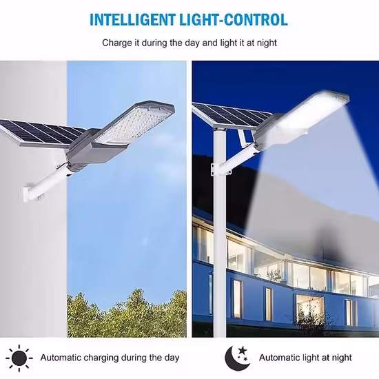 Bspro Projetor de luz solar de rua 100 W 200 W à prova d'água IP65 tudo em um LED luz de rua solar