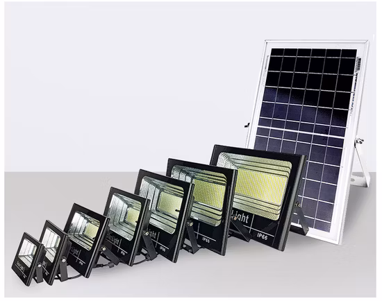 Preço de atacado de economia de energia Street IP65 à prova d'água Lâmpada ao ar livre 50W 100W 200W 300W Holofote movido a energia solar LED Holofote