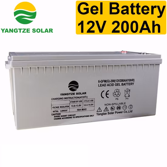 5 anos de garantia Armazenamento Solar 12V 200ah Gel Bateria de Ciclo Profundo para Power Bank