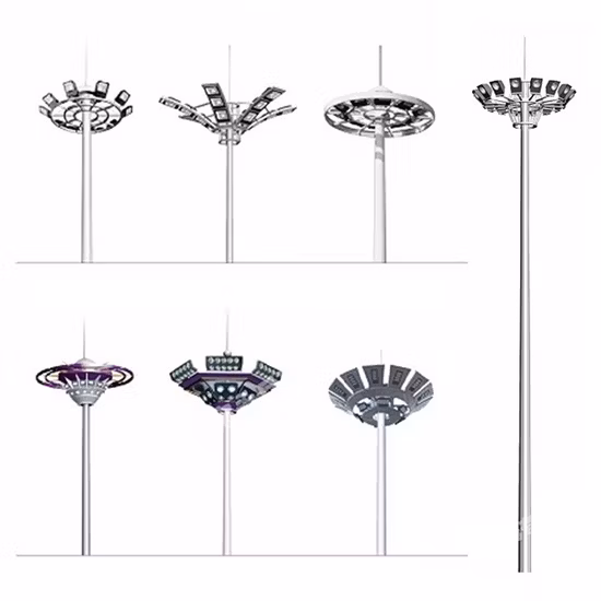 Linha de serviço pesado, mastro alto, poligonal, revestido a pó, aço galvanizado, ferro fundido, poste de iluminação pública solar